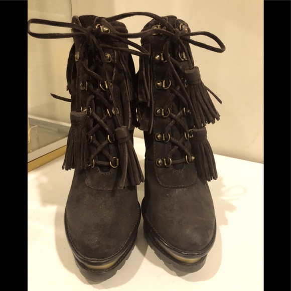 Brian Atwood BF Tempesta Dk Brown Suede Boots New - Picture 3 of 12